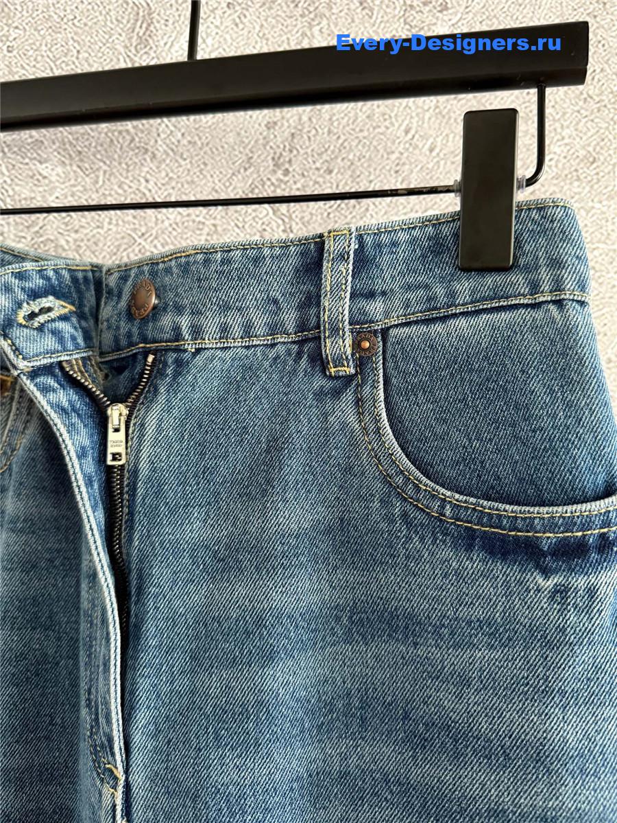 Pra*a washed denim maxi skirt