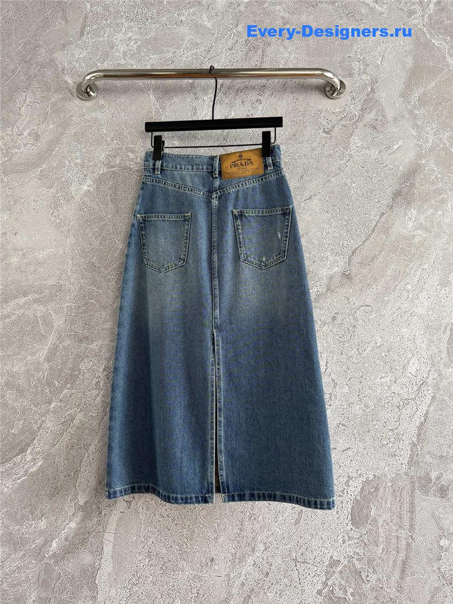Pra*a washed denim maxi skirt