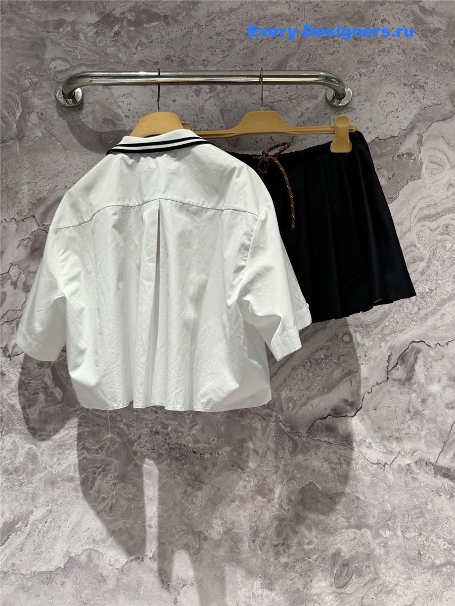 Miu Miu Logo Cropped Poplin Shirt