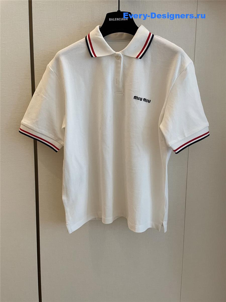 Miu Miu Knitted Cotton Polo Shirt