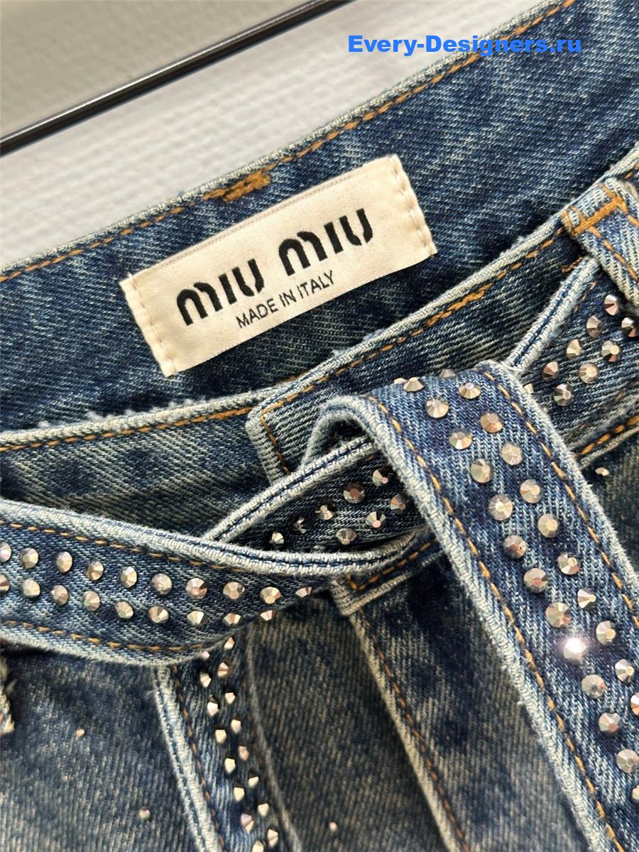 miu miu blue D1am0nd belt jeans