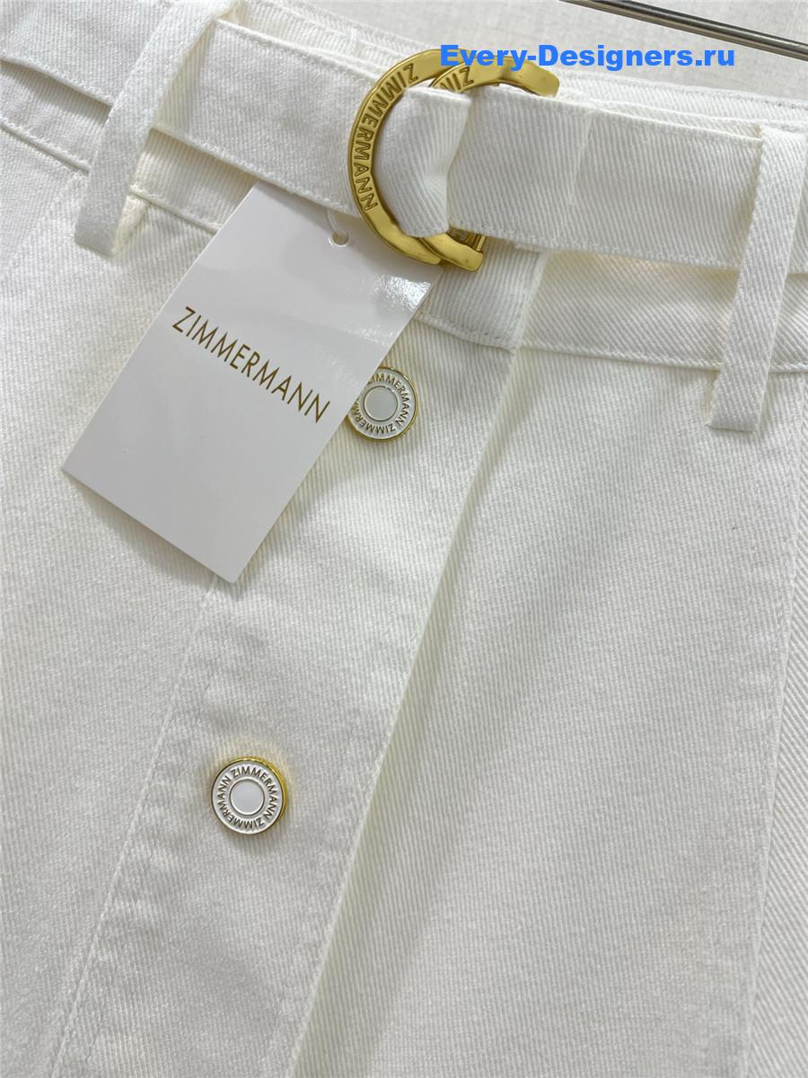 Zimm White Denim Button Skirt