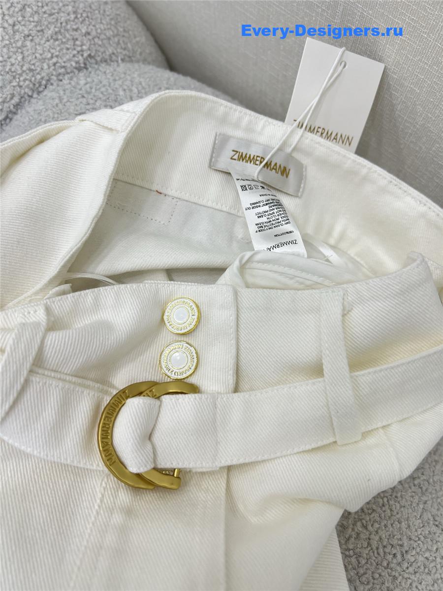 Zimm White Denim Button Skirt