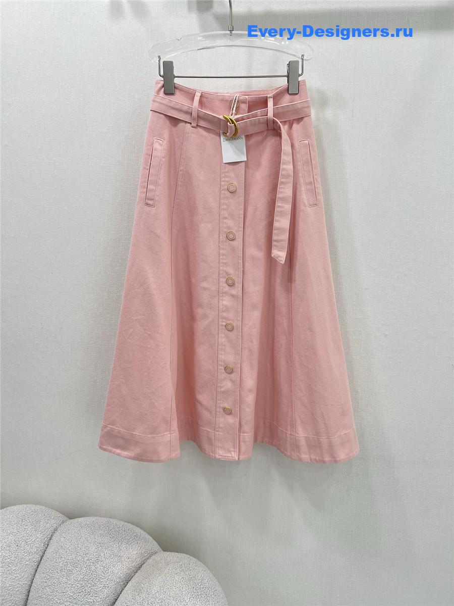 Zimm Pink Denim Button Skirt