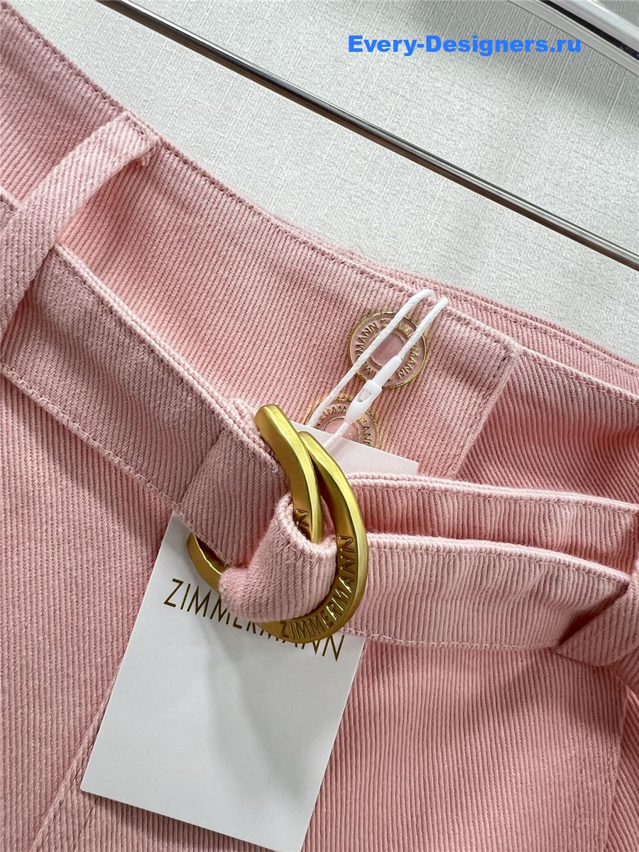 Zimm Pink Denim Button Skirt