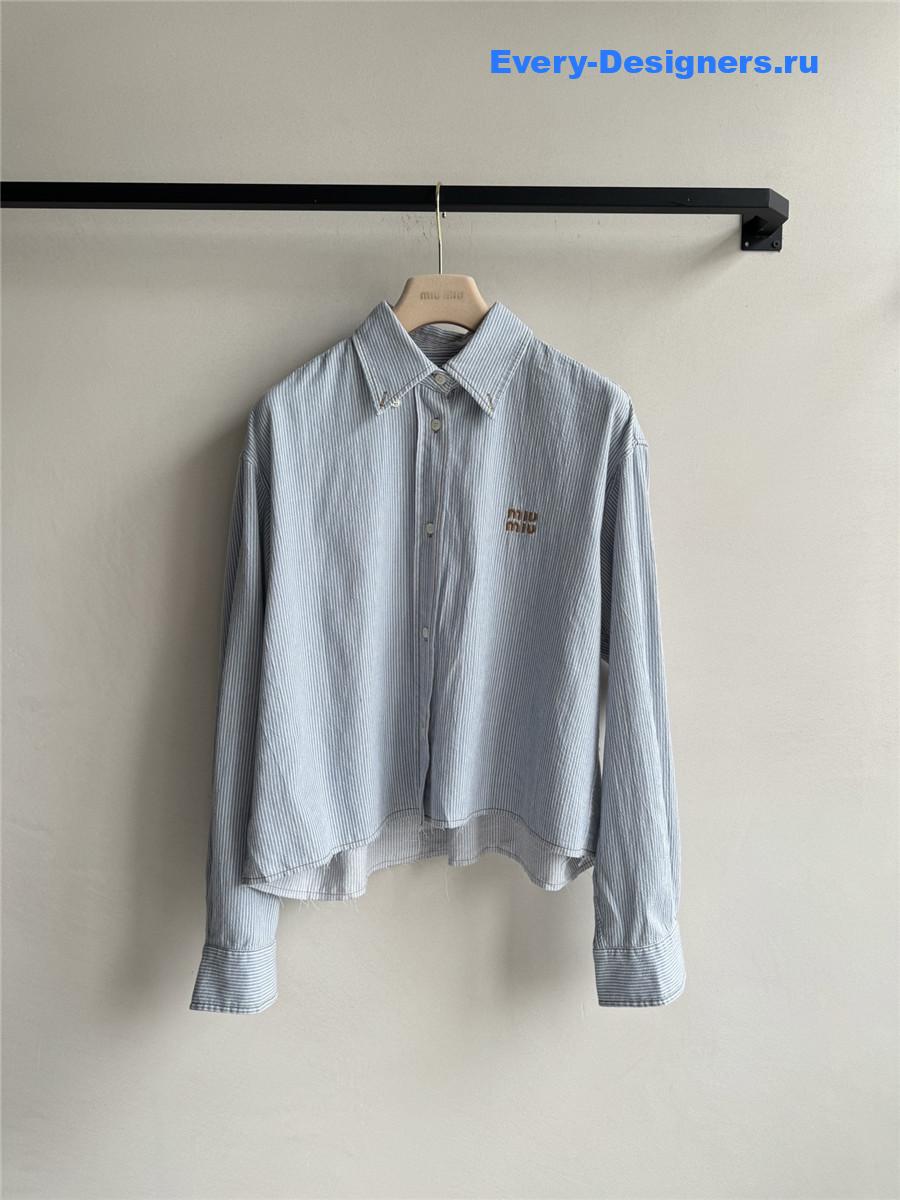 Miu Miu Striped Denim Cropped Shirt