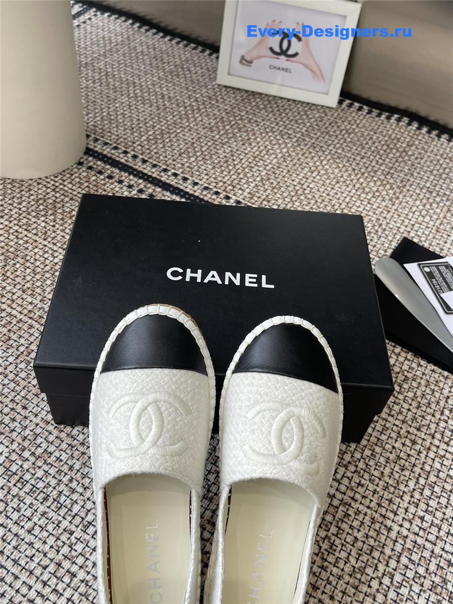 Ch**el white lambskin espadrilles flats