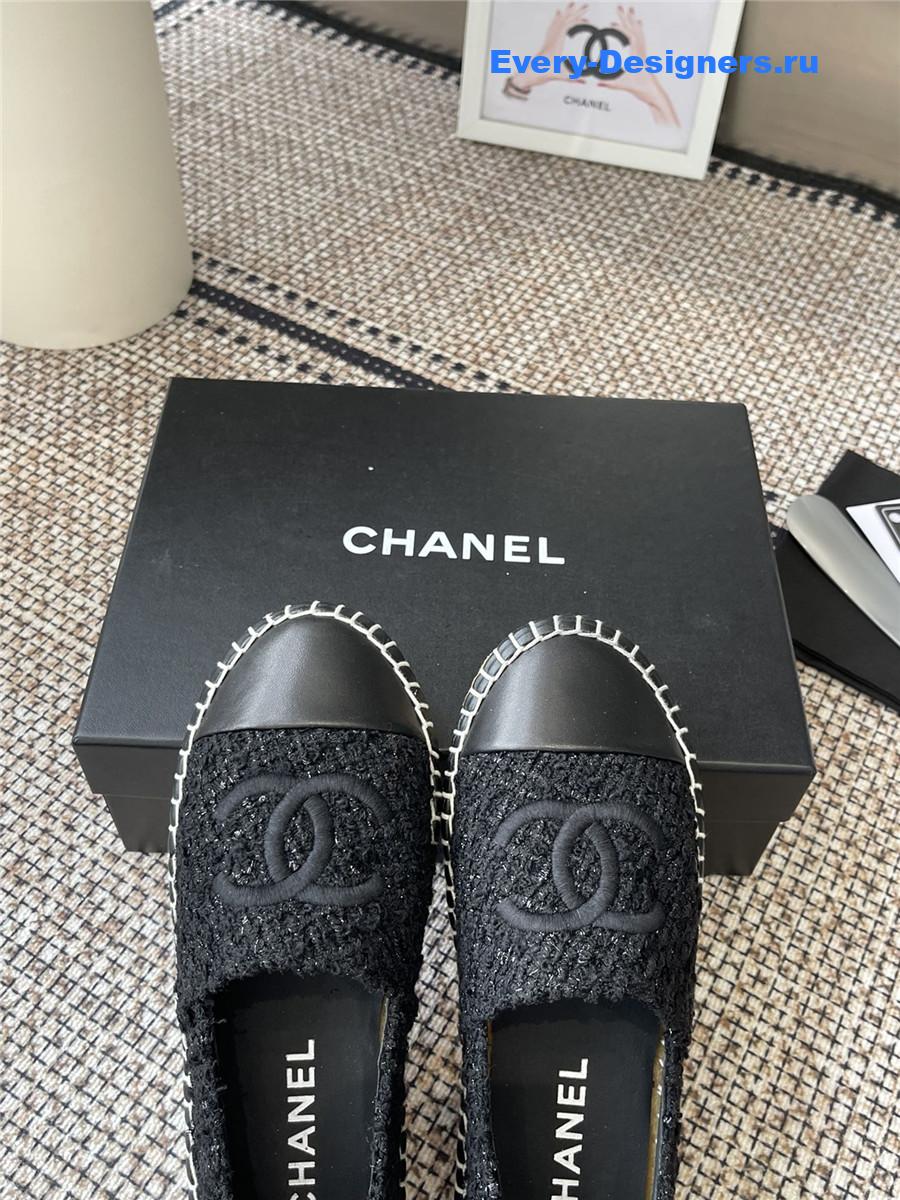 Ch**el black lambskin espadrilles flats