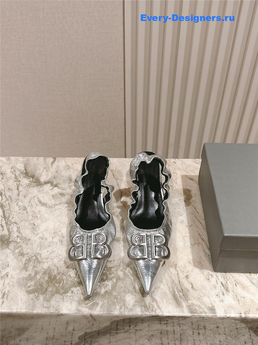 Ba1en*iaga monaco 50mm silver slingback