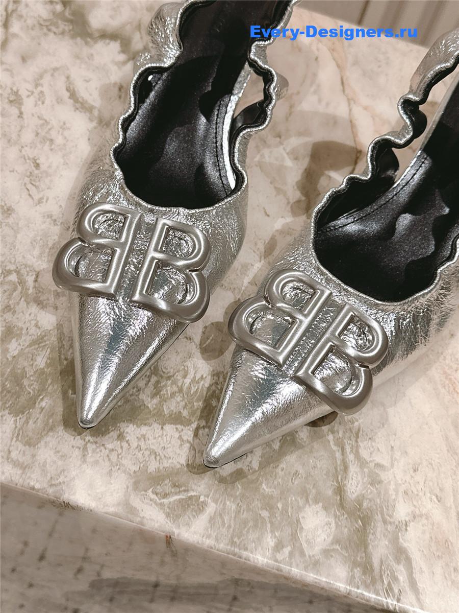 Ba1en*iaga monaco 50mm silver slingback