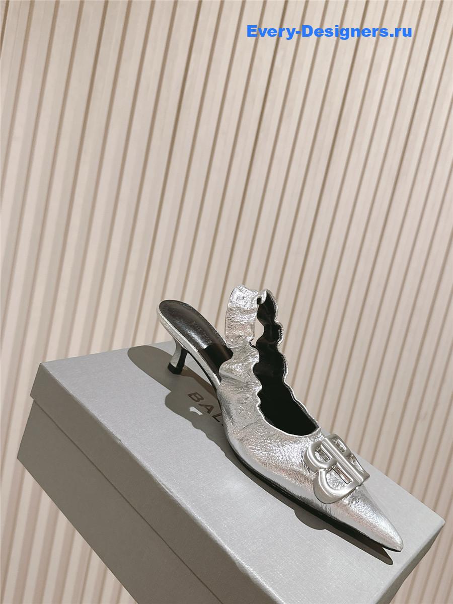 Ba1en*iaga monaco 50mm silver slingback