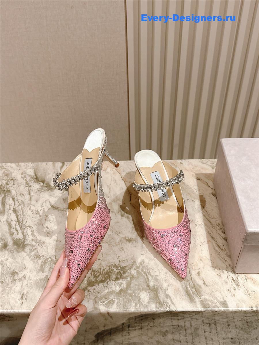 J1m*y Ch00 bing 65 pink glitter mules