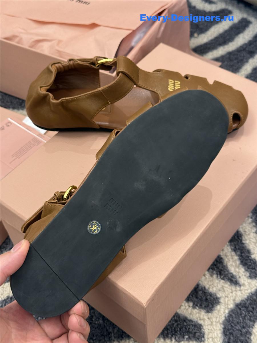 Miu Miu Brown Leather Fisherman Sandals