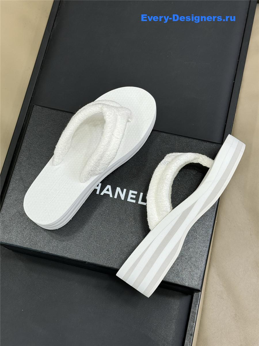 Ch**el white high-top flip flops