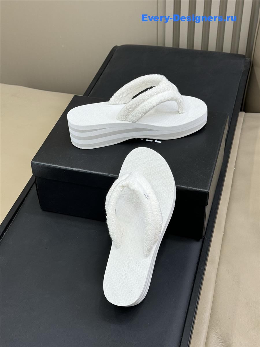 Ch**el white high-top flip flops