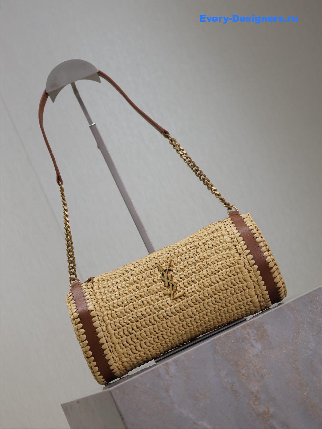Sa1nt Lau*nt sade raffia shoulder bag