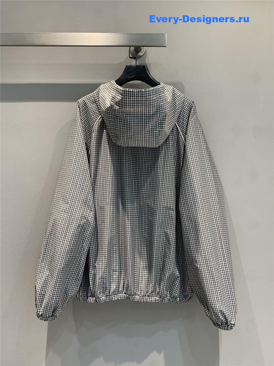 Miu Miu Bottle Green Checked Bomber