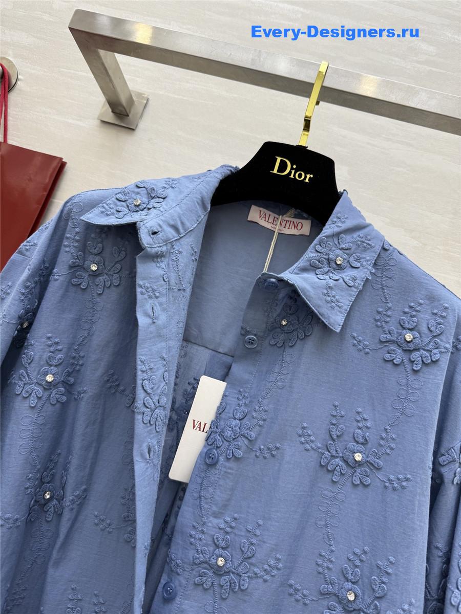 Va1e*ntin0 light blue textured shirt