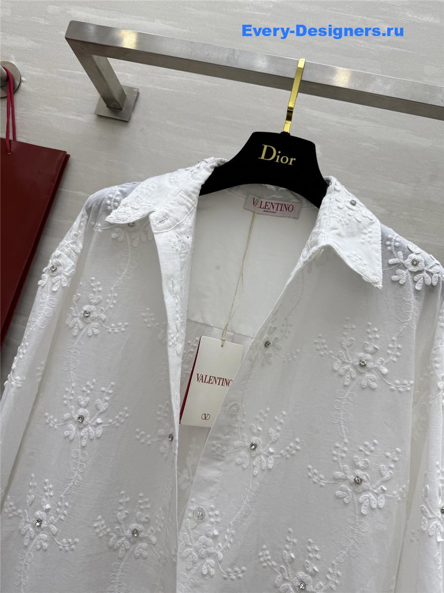 Va1e*ntin0 white textured-weave shirt