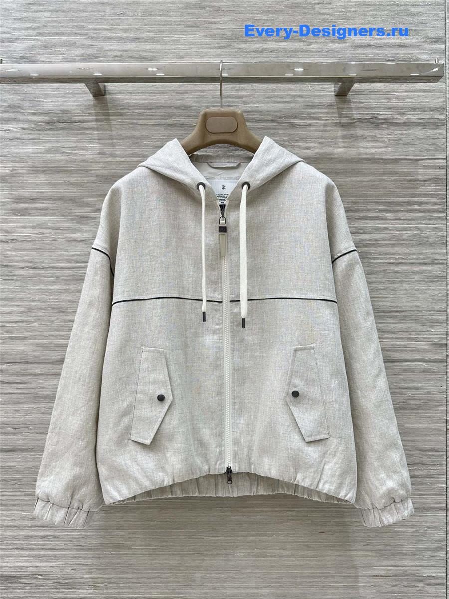 BC Beige Gold Linen Hooded Jacket