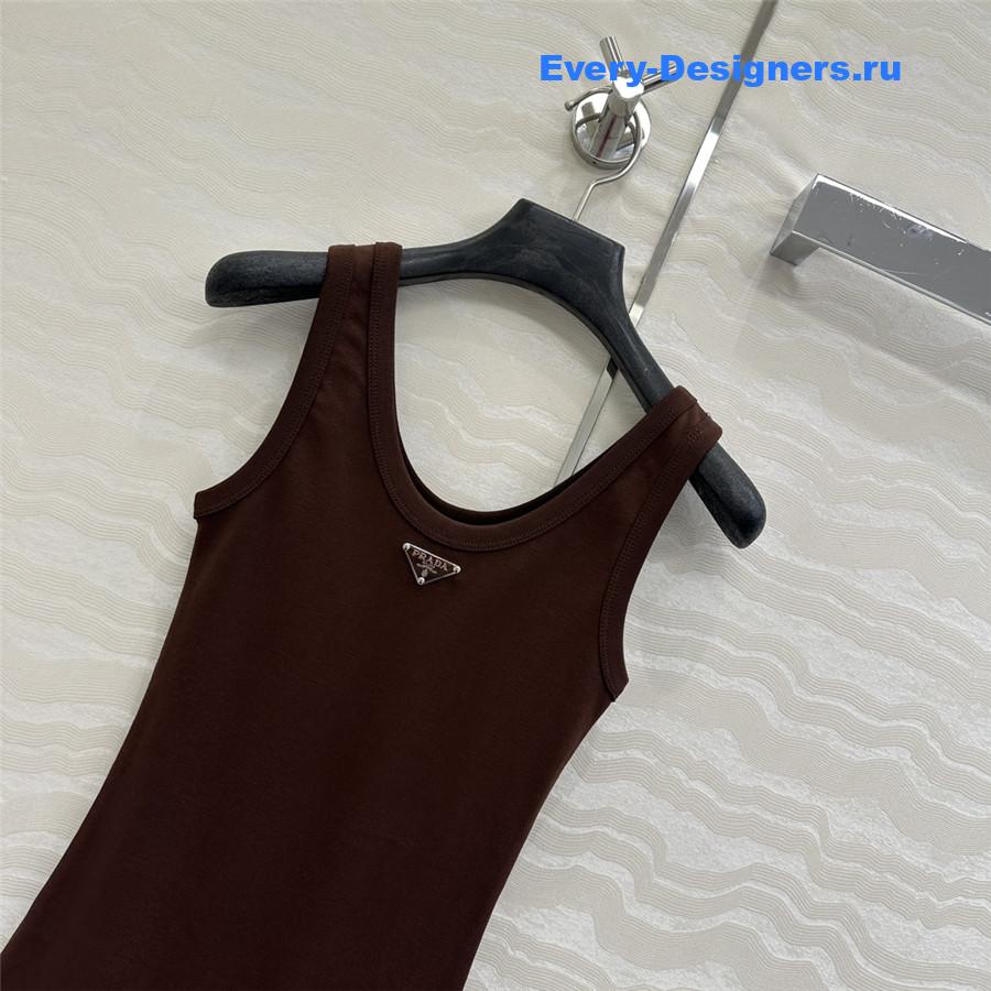 Pra*a ribbed-knit tank top brown