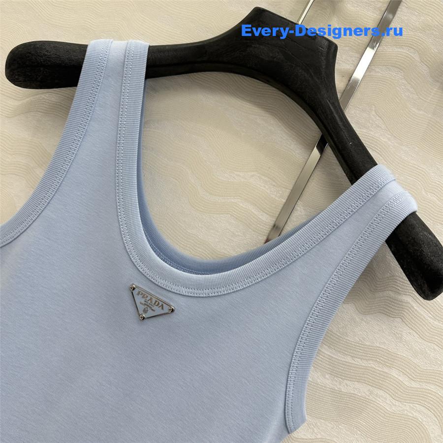 Pra*a light blue ribbed-knit tank top