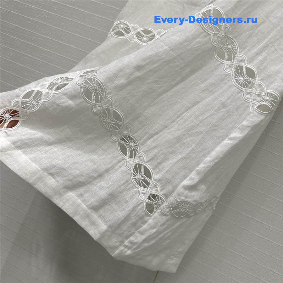 chloe white hollow embroidered linen skirt