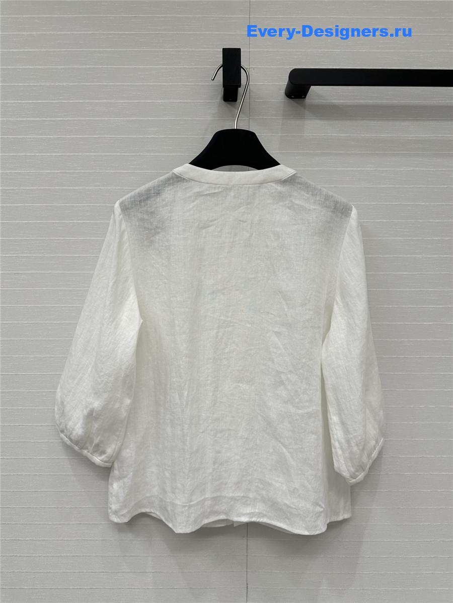 Chloe White Embroidered Linen Skirt