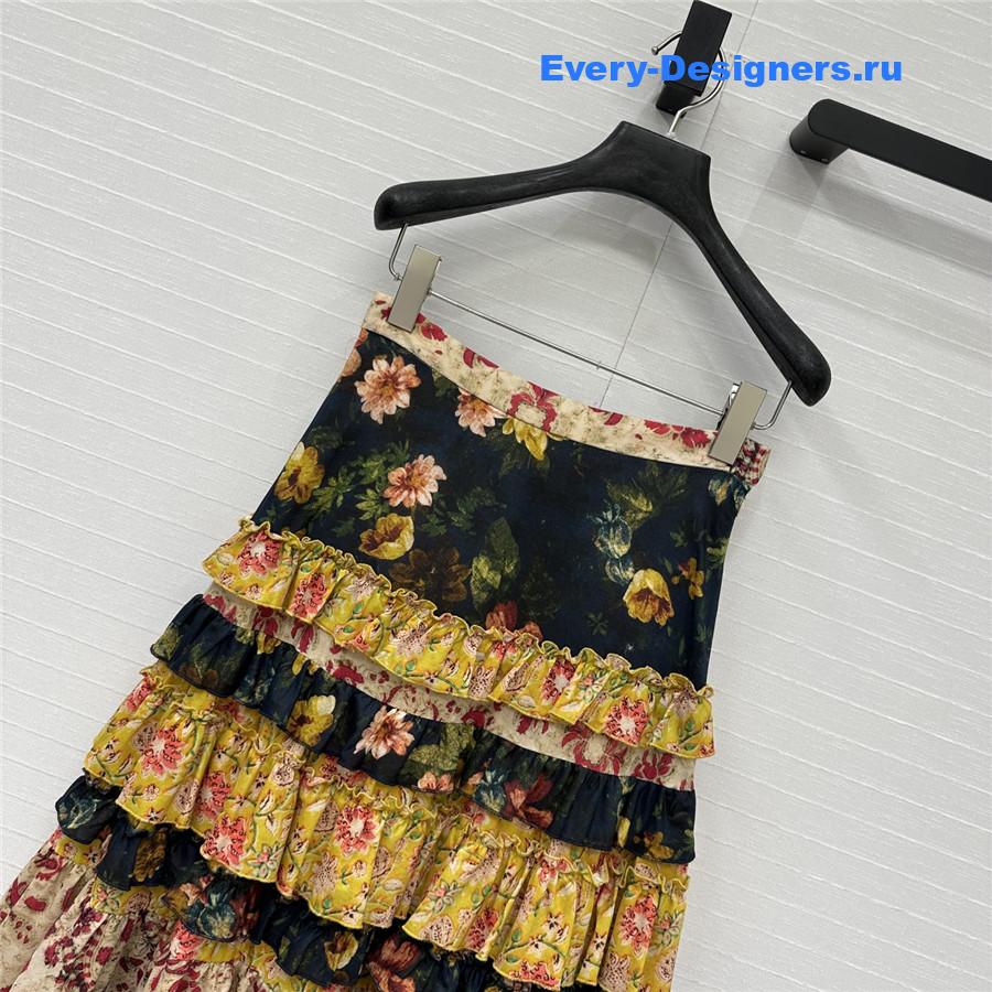 Va1e*ntin0 multicolor ruffled midi skirt