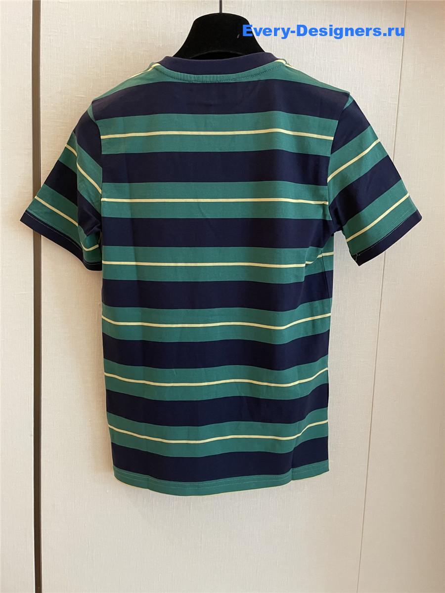 Miu Miu Green Striped Short Sleeve
