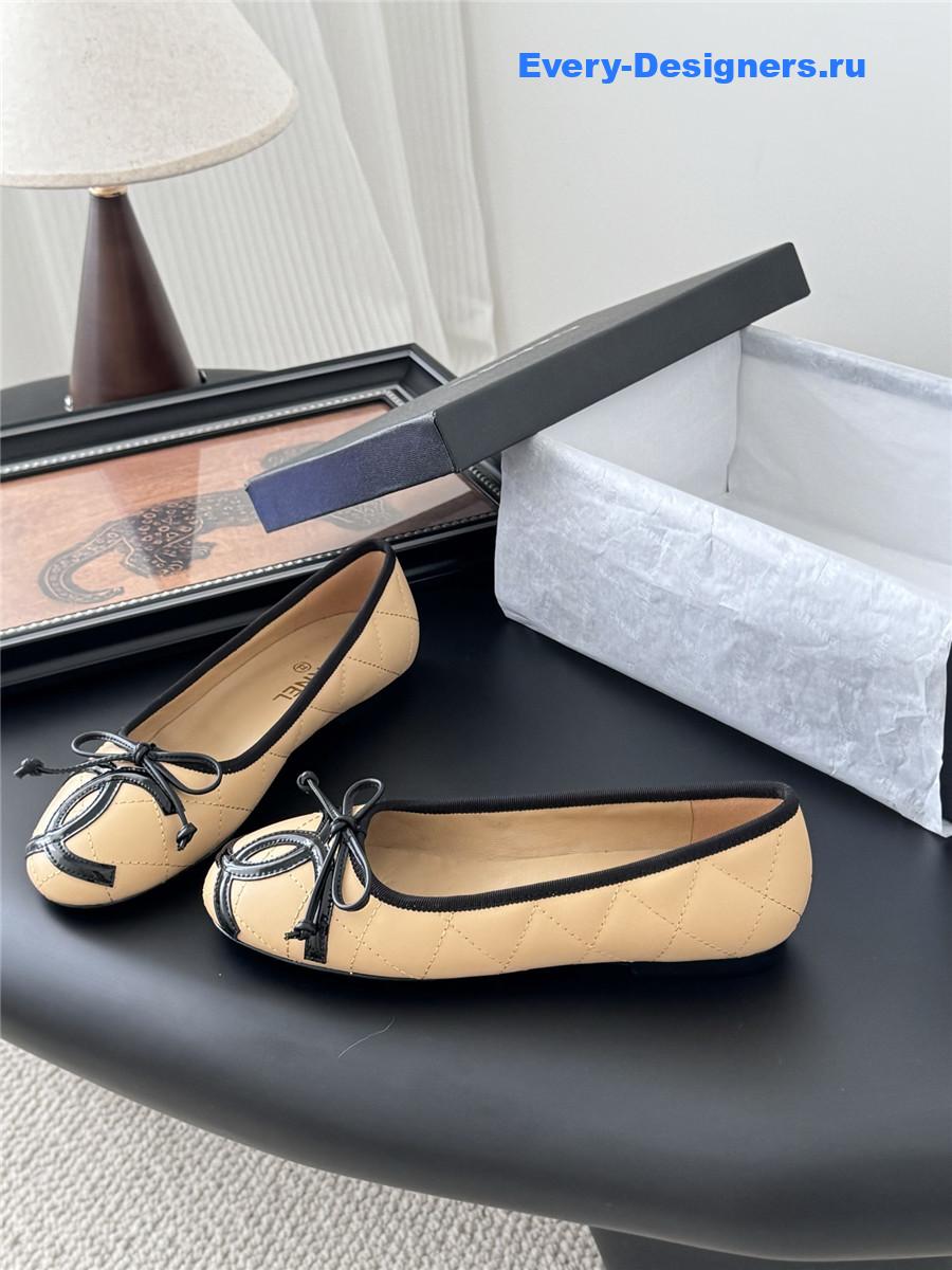 Ch**el beige quilted ballet flats
