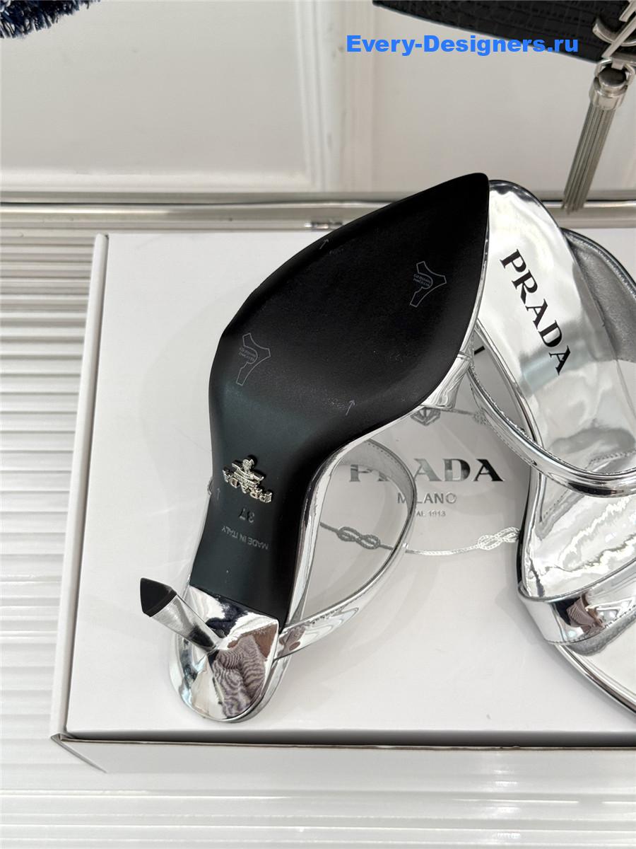 Pra*a silver patent heeled sandals
