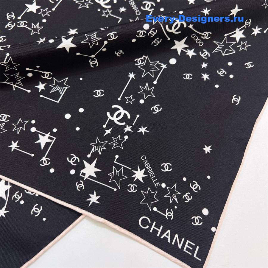 Ch**el black star silk scarf