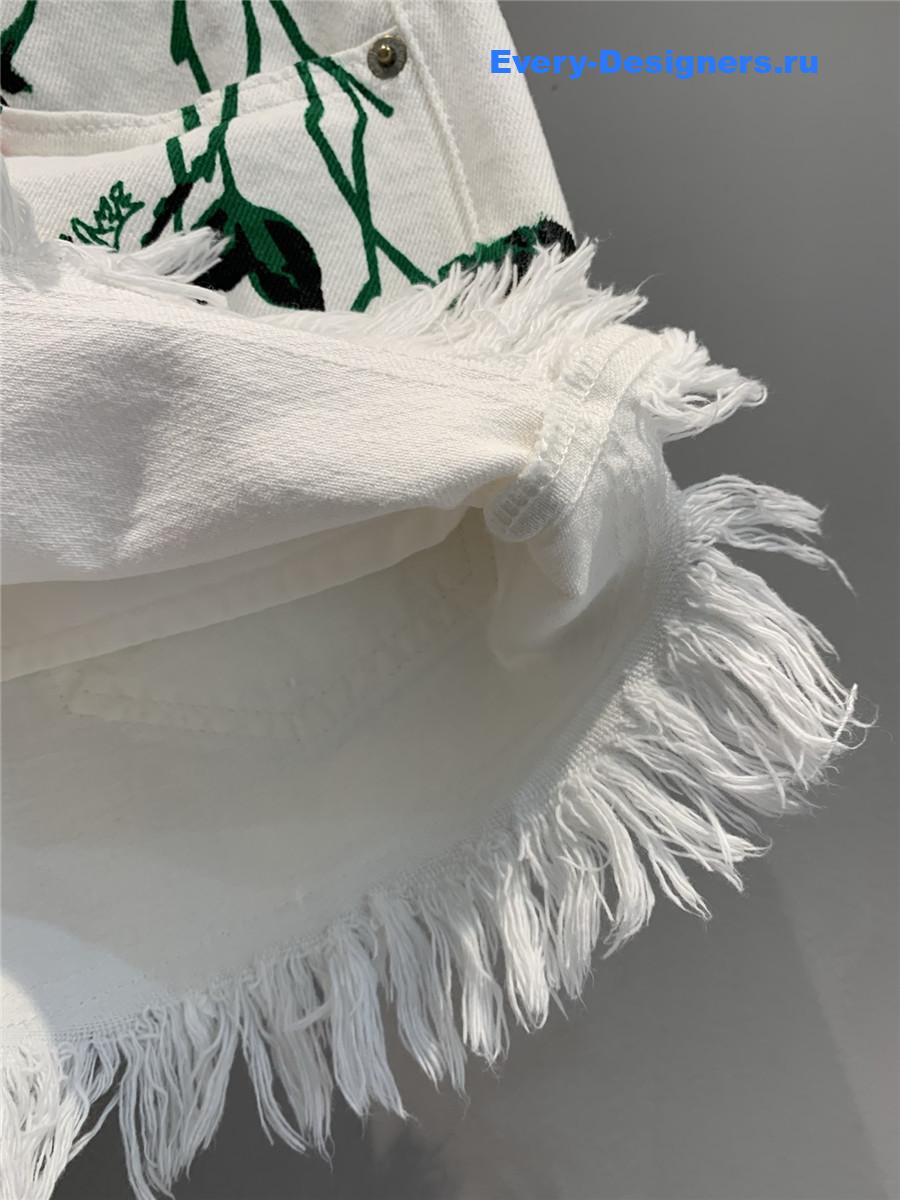 L0ew* floral fringed denim shorts