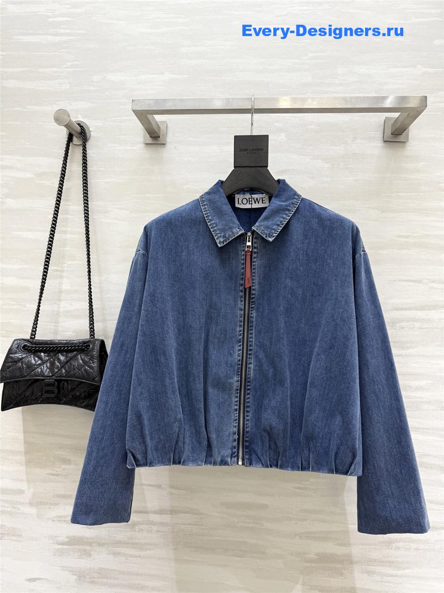 L0ew* draped denim bomber jacket