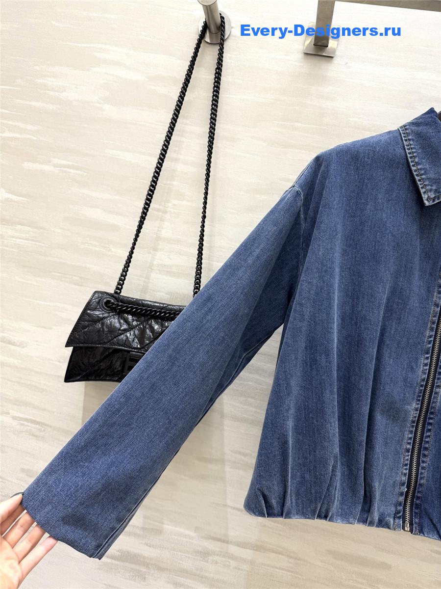 L0ew* draped denim bomber jacket