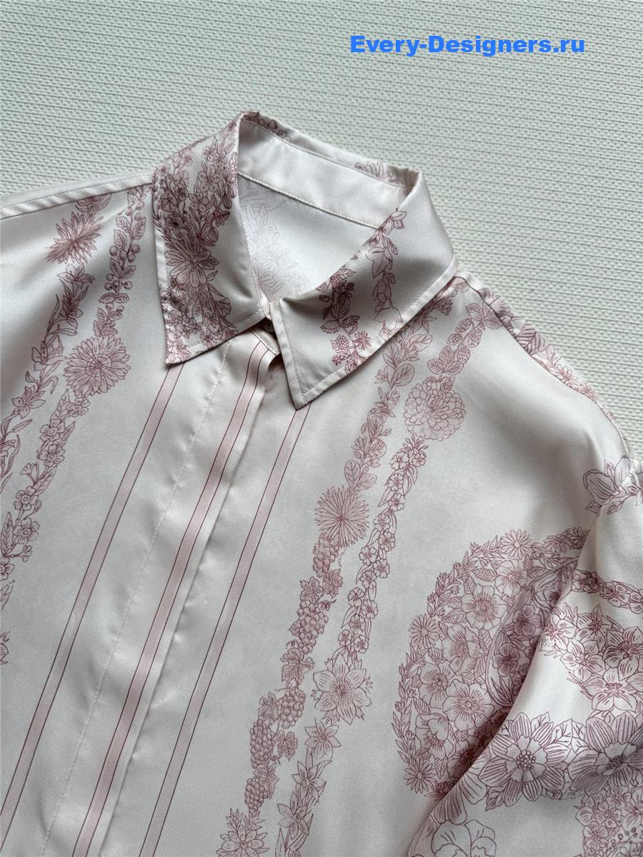 H**me5 pink floral silk shirt