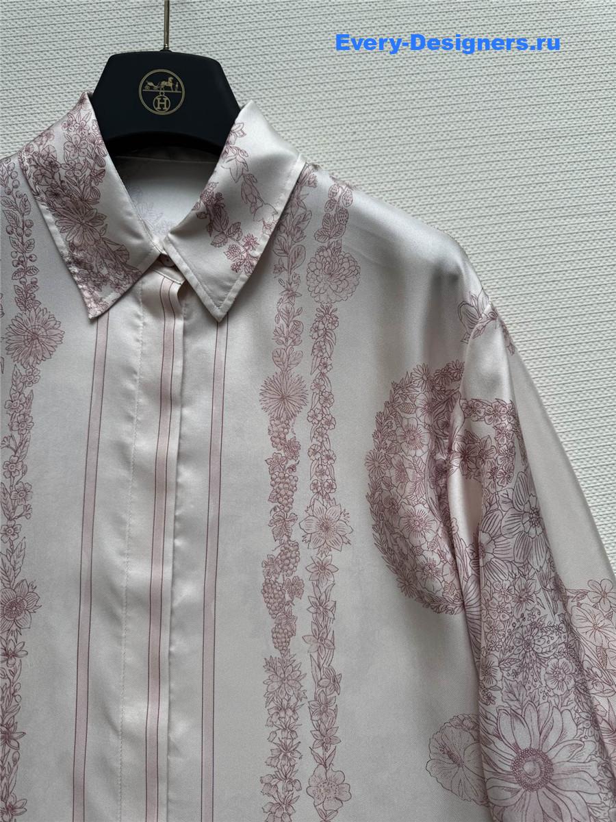 H**me5 pink floral silk shirt