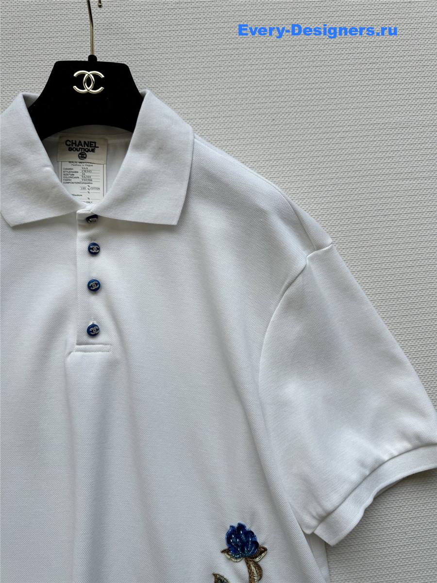 Ch**el beaded logo polo shirt