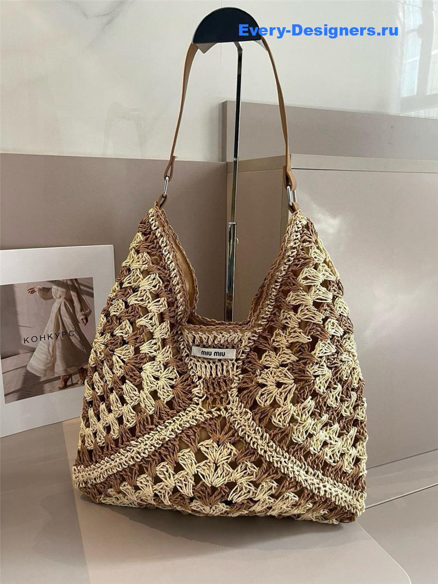 Miu Miu Woven Straw Crochet Bag