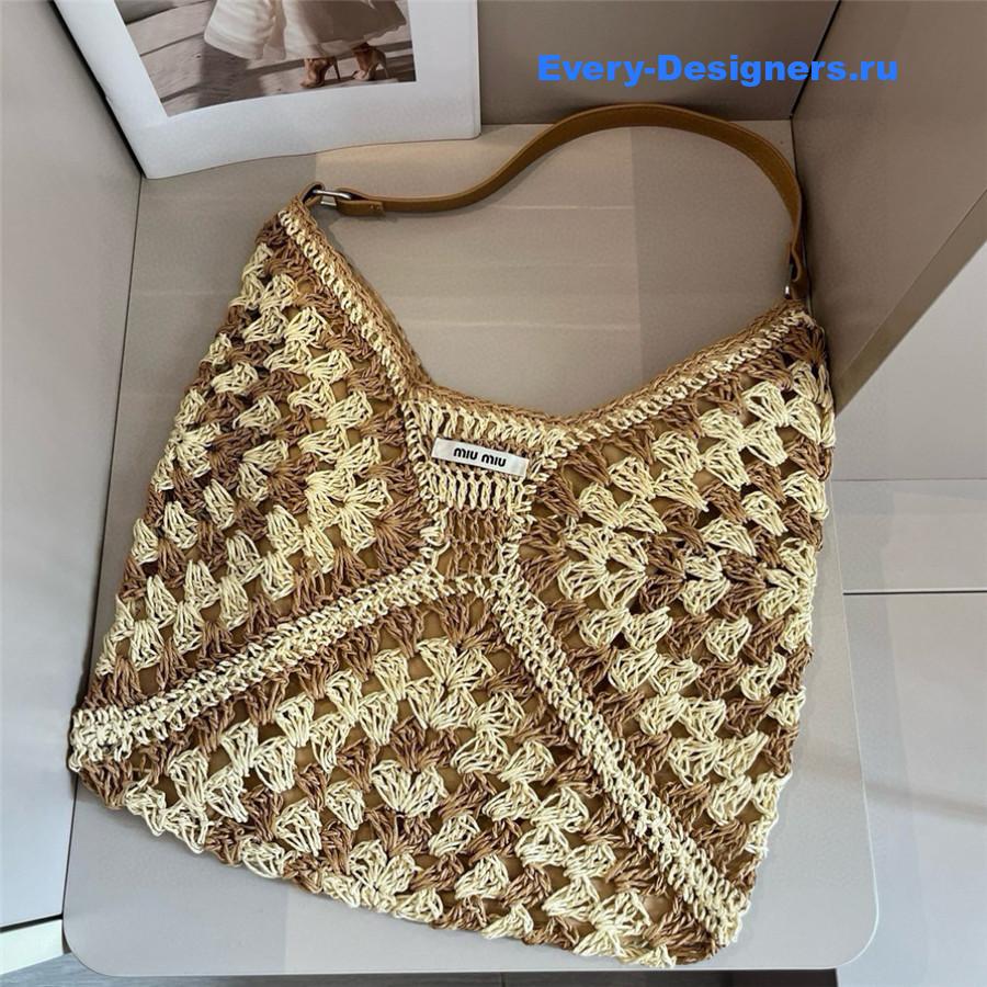 Miu Miu Woven Straw Crochet Bag