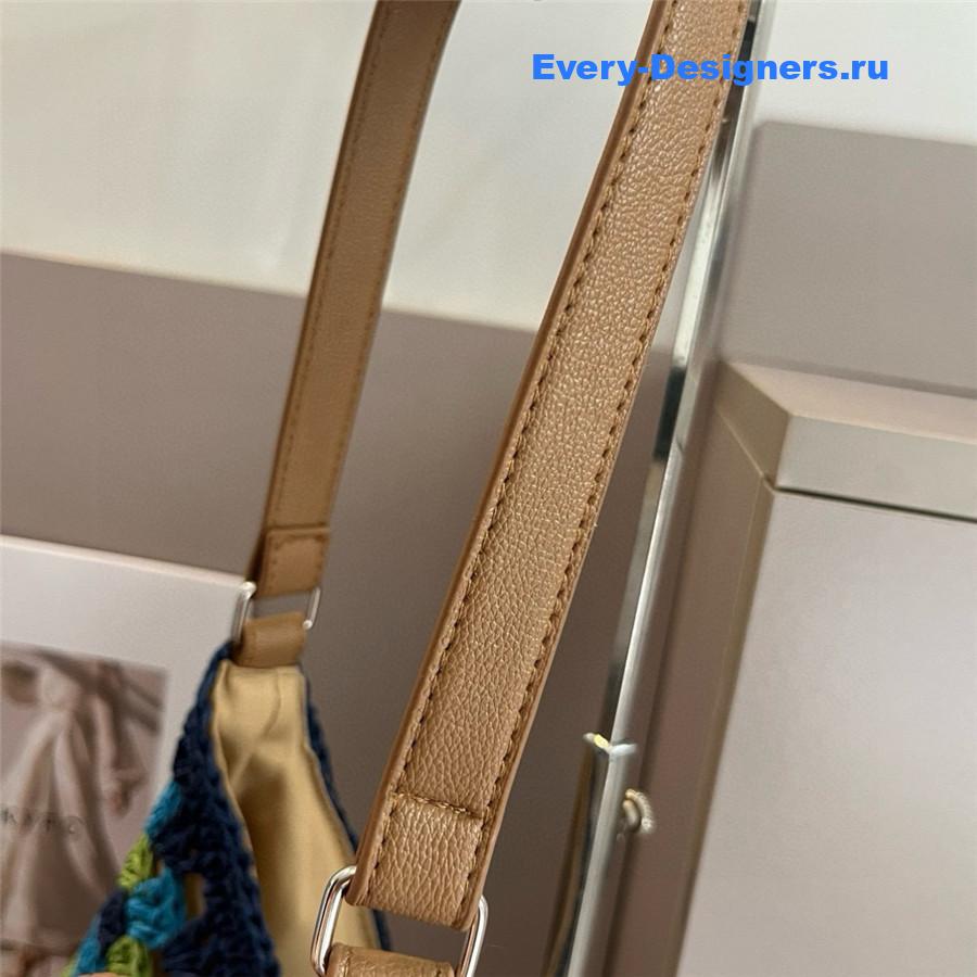 Miu Miu Dark Blue Straw Crochet Bag