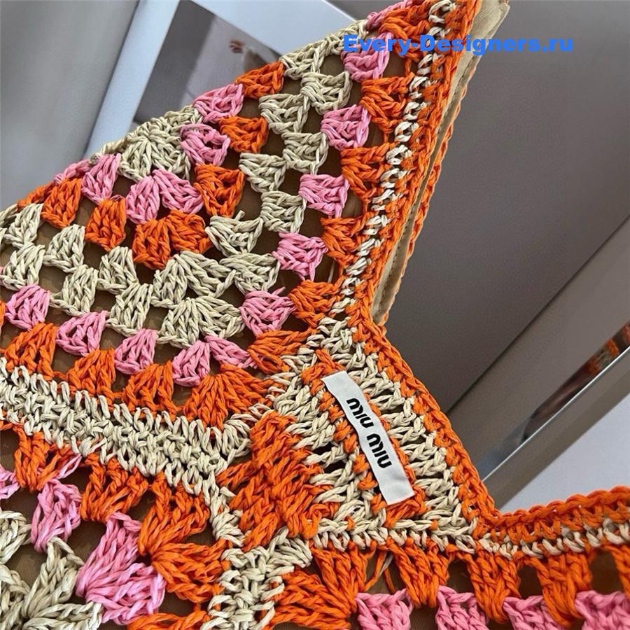 Miu Miu Pink Straw Crochet Bag