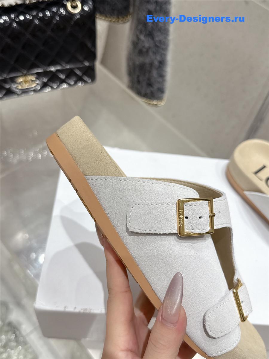 L0ew* white suede two-strap sandals