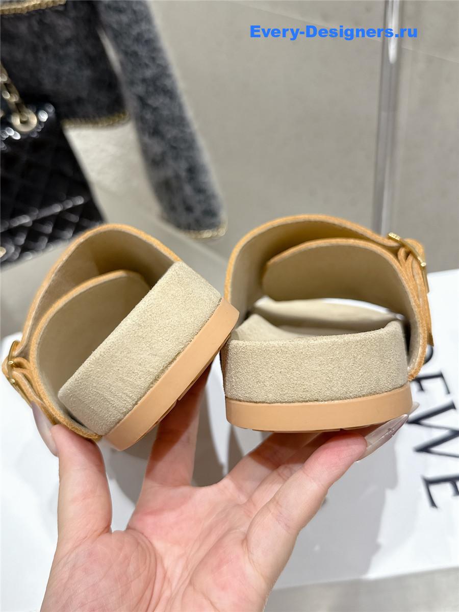 L0ew* brown suede two-strap sandals