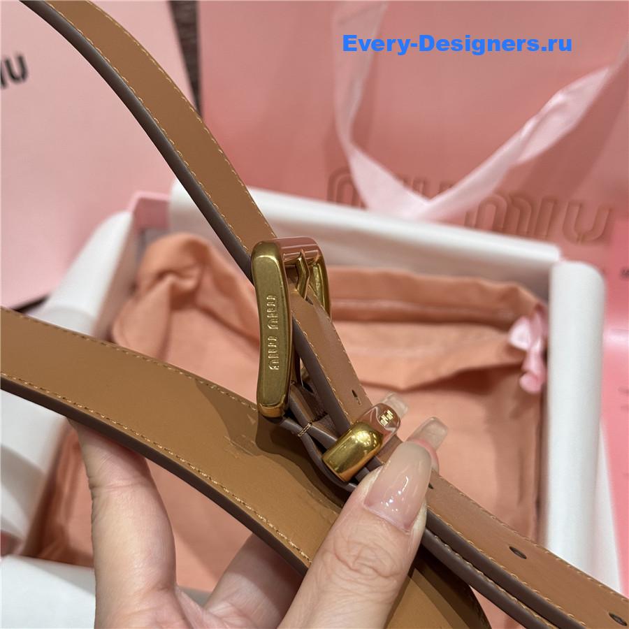 Miu Miu Caramel Leather Belt In Brown
