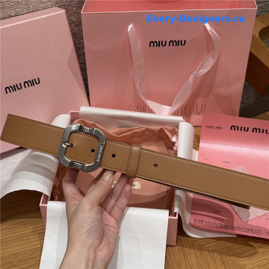 Miu Miu Silver Buckle Caramel Belt