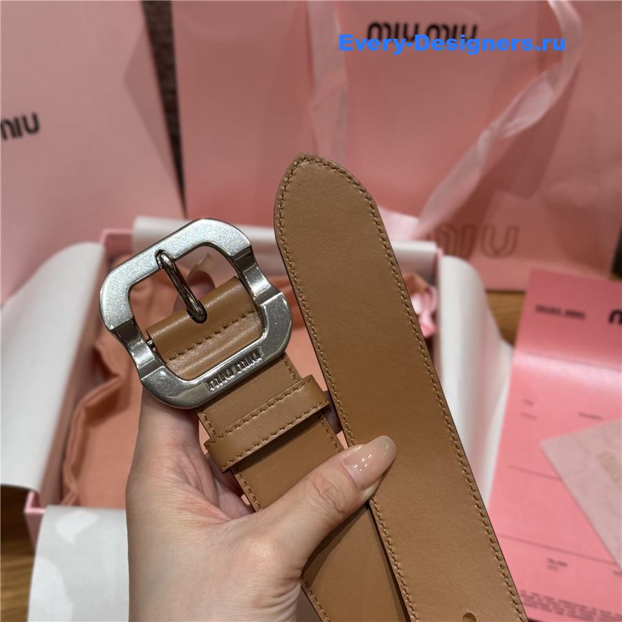 Miu Miu Silver Buckle Caramel Belt