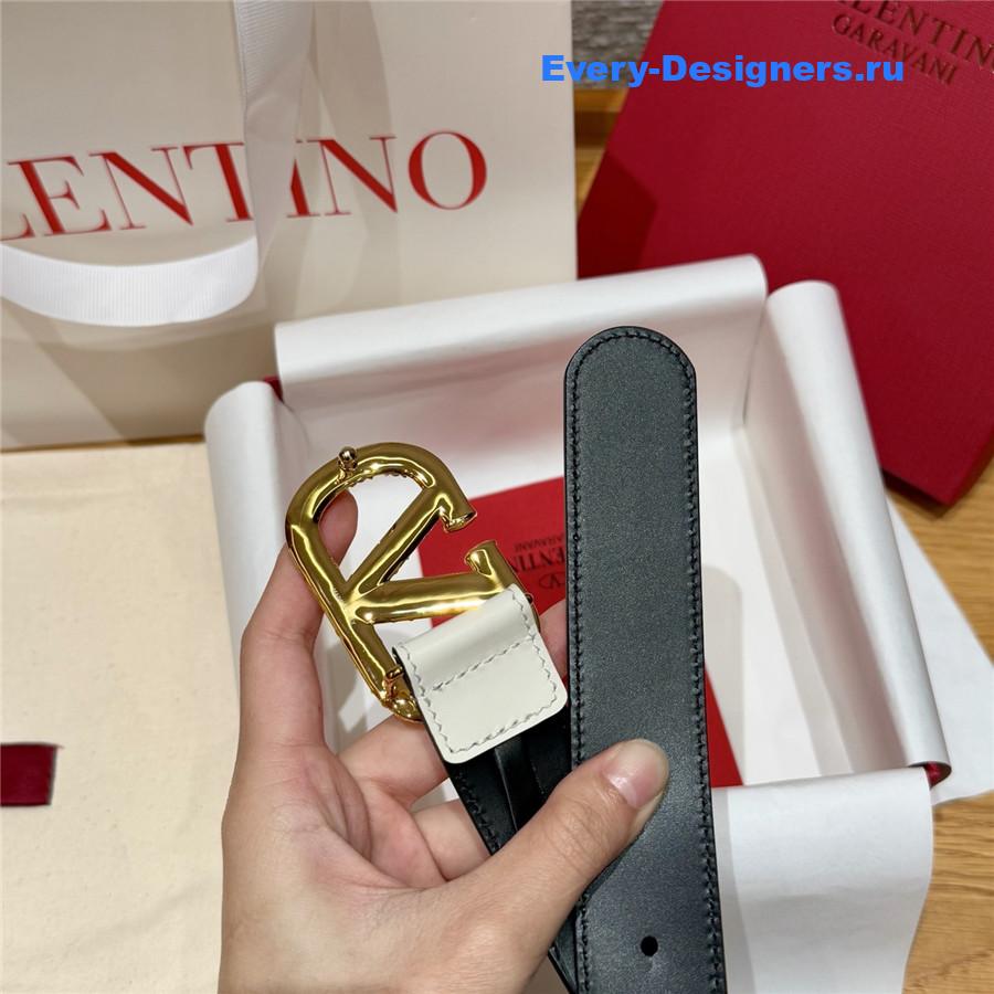 Va1e*ntin0 vlogo white leather belt