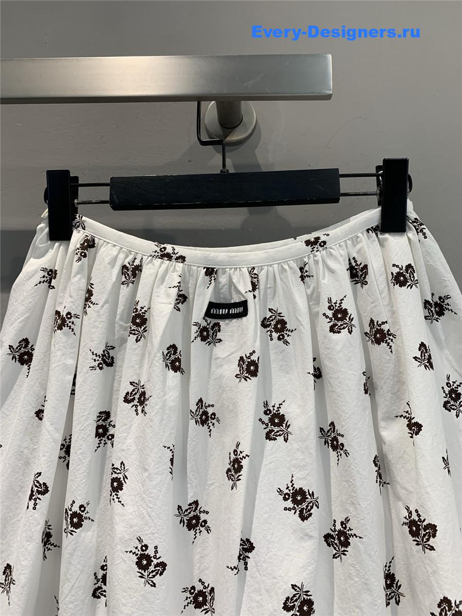 Miu Miu Printed Poplin Skirt